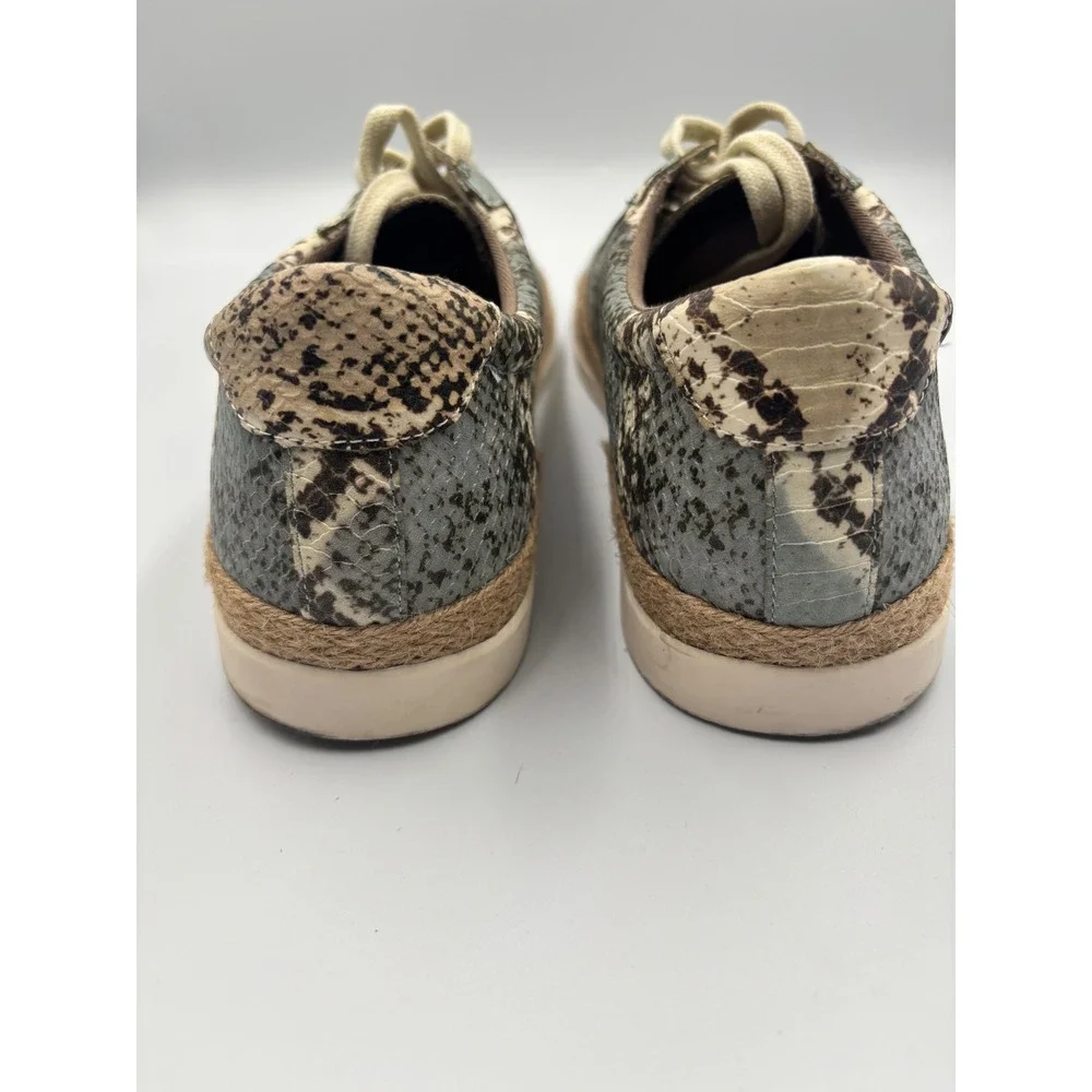 Crown vintage Snakeskin Embossed Espadrille Lace Up Sneakers Low Top Shoes